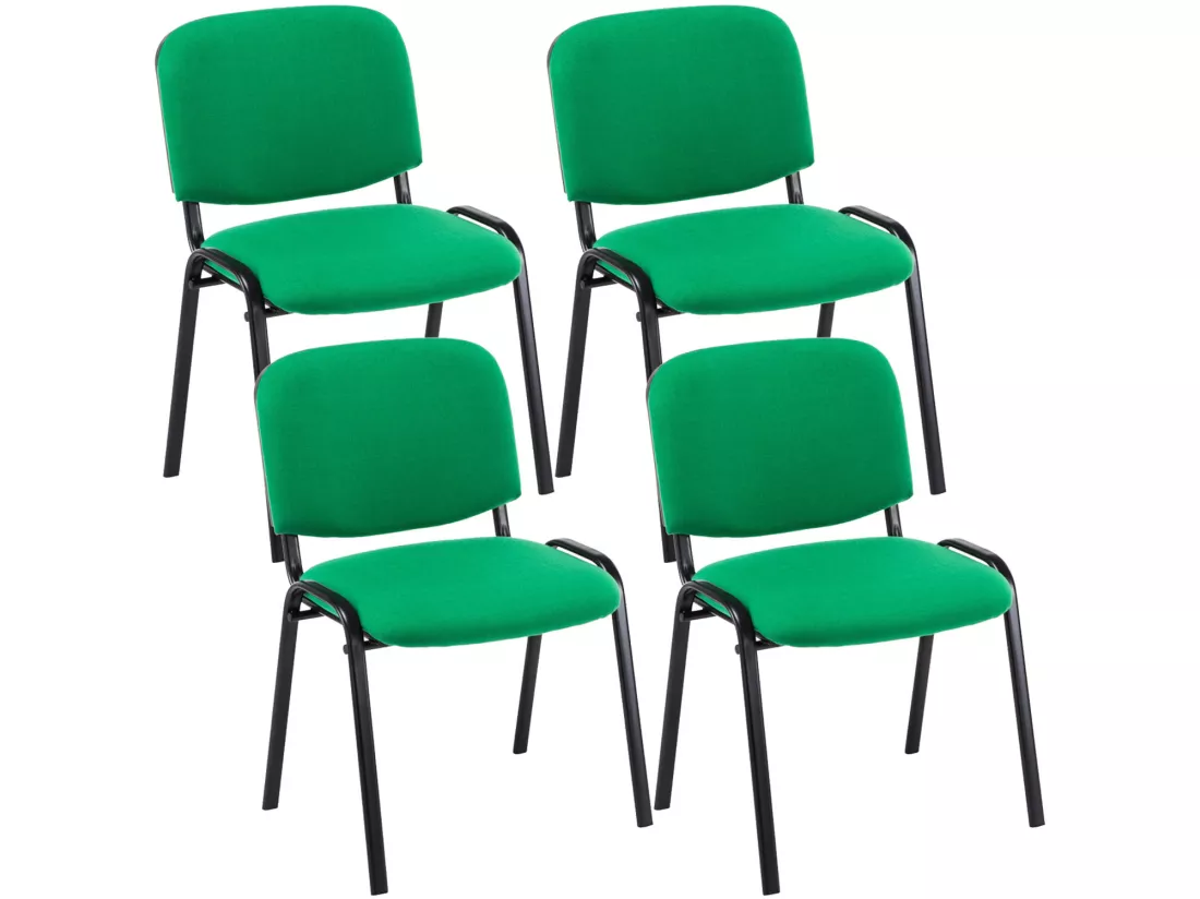 Lot de 4 Chaise de salle à manger - Tissu & Métal noir mat - Vert - Ken
