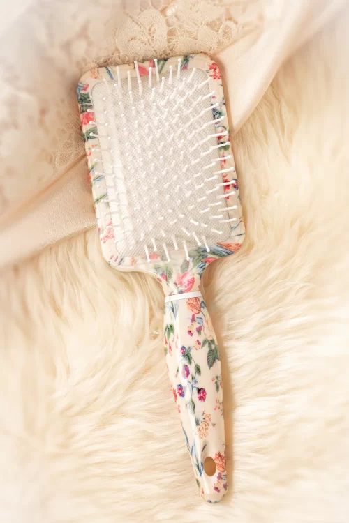 The Vintage Cosmetic Company Rechthoekige peddelhaarborstel met bloemenmotief