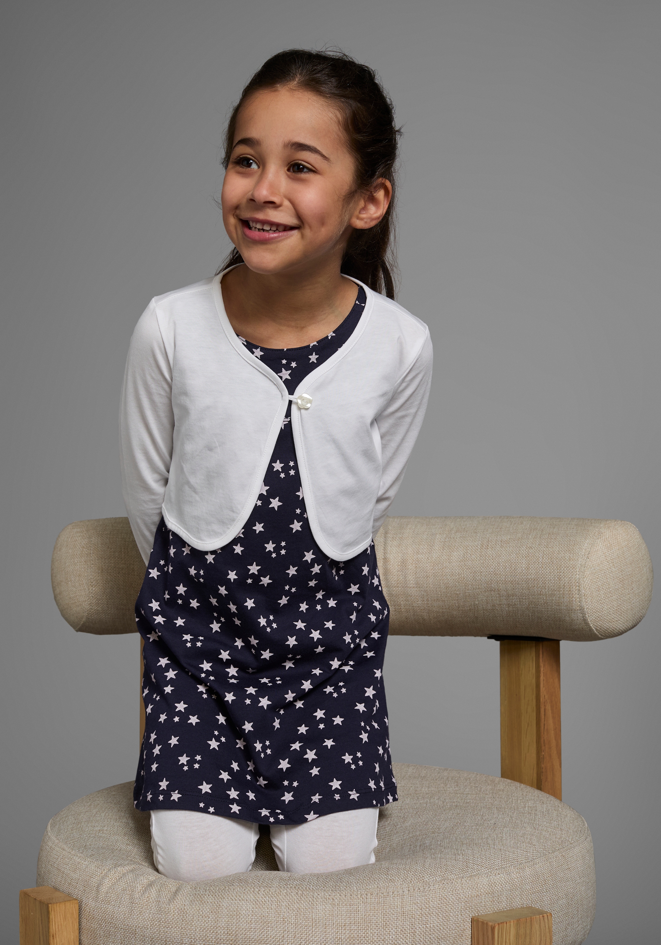 KIDSWORLD Bolero, Kleid & Leggings »3tlg. Set, Komplett Outfit mit Sternenmuster«, 3 Stk. mit niedlicher Bolero-Jacke
