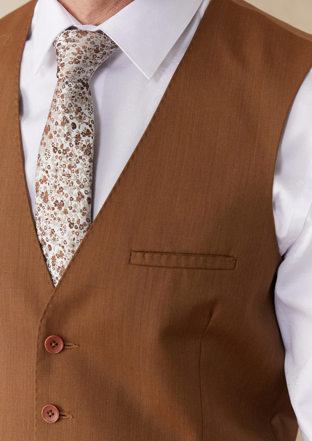 Gilet de costume en laine unie terracotta