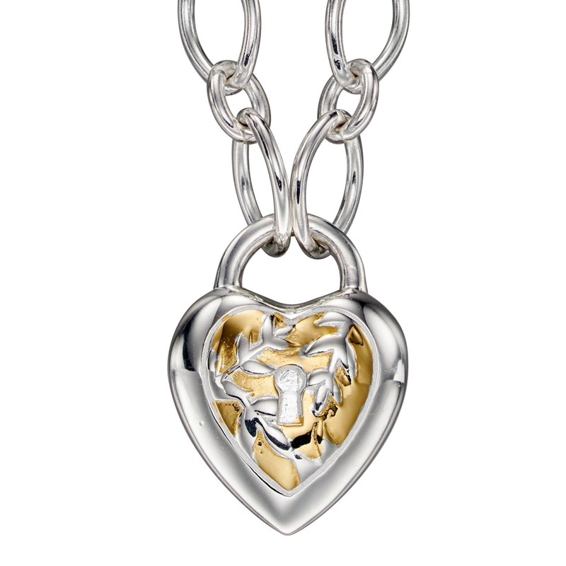 Collier coeur plaqué or en argent 925/1000