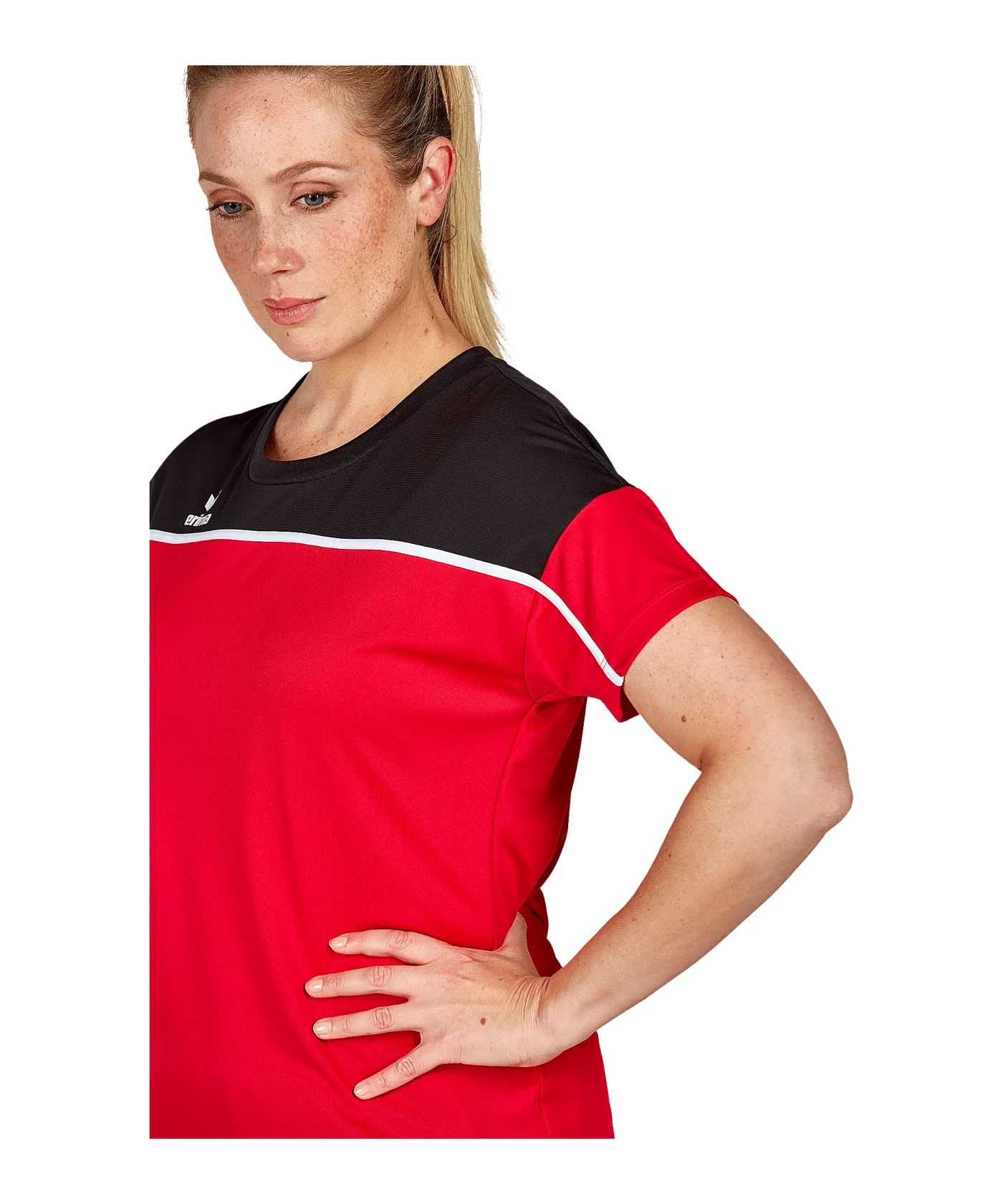 Erima Change by T-Shirt Damen Rot Schwarz