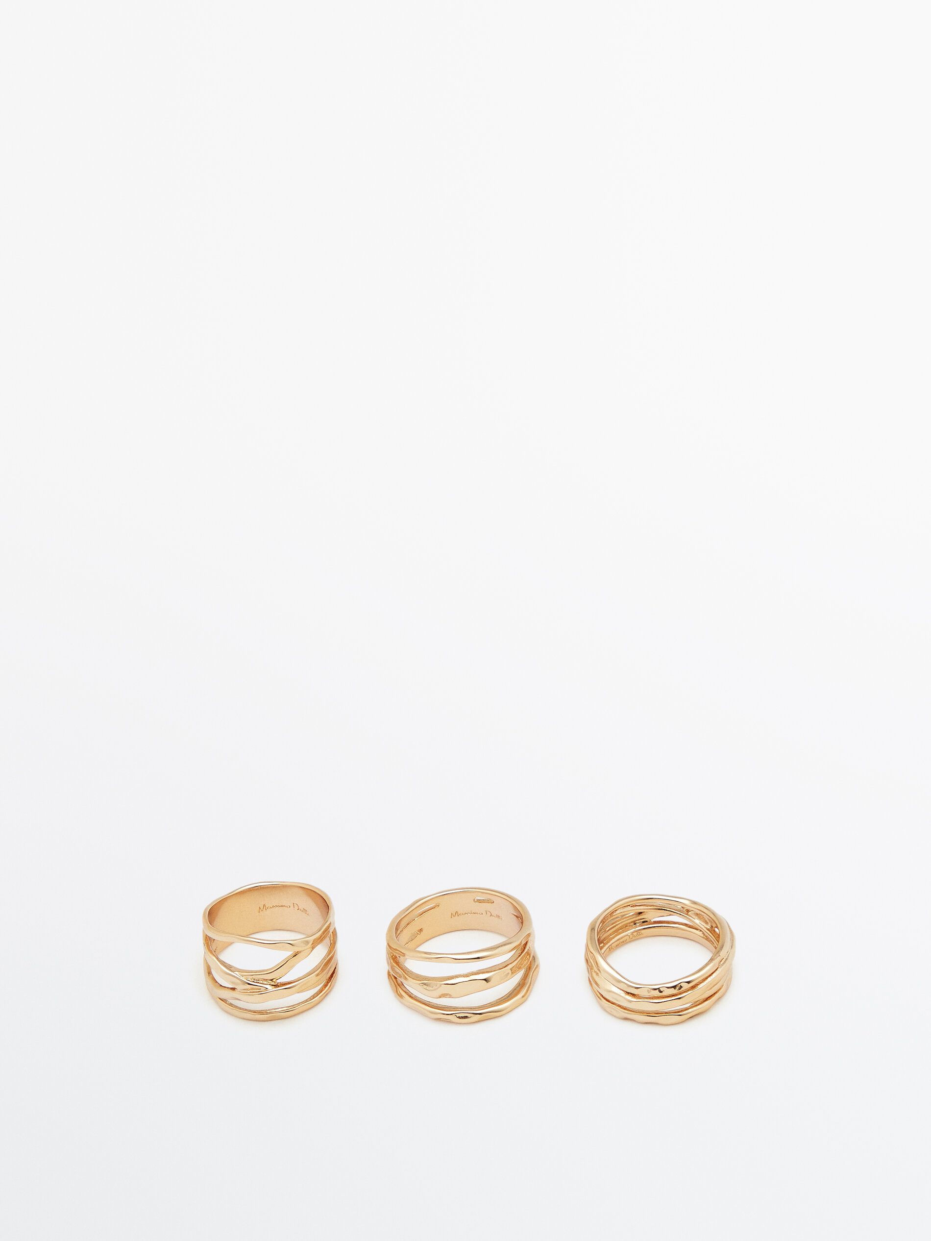 Conjunto de anéis minimalistas banhados a ouro - OURO