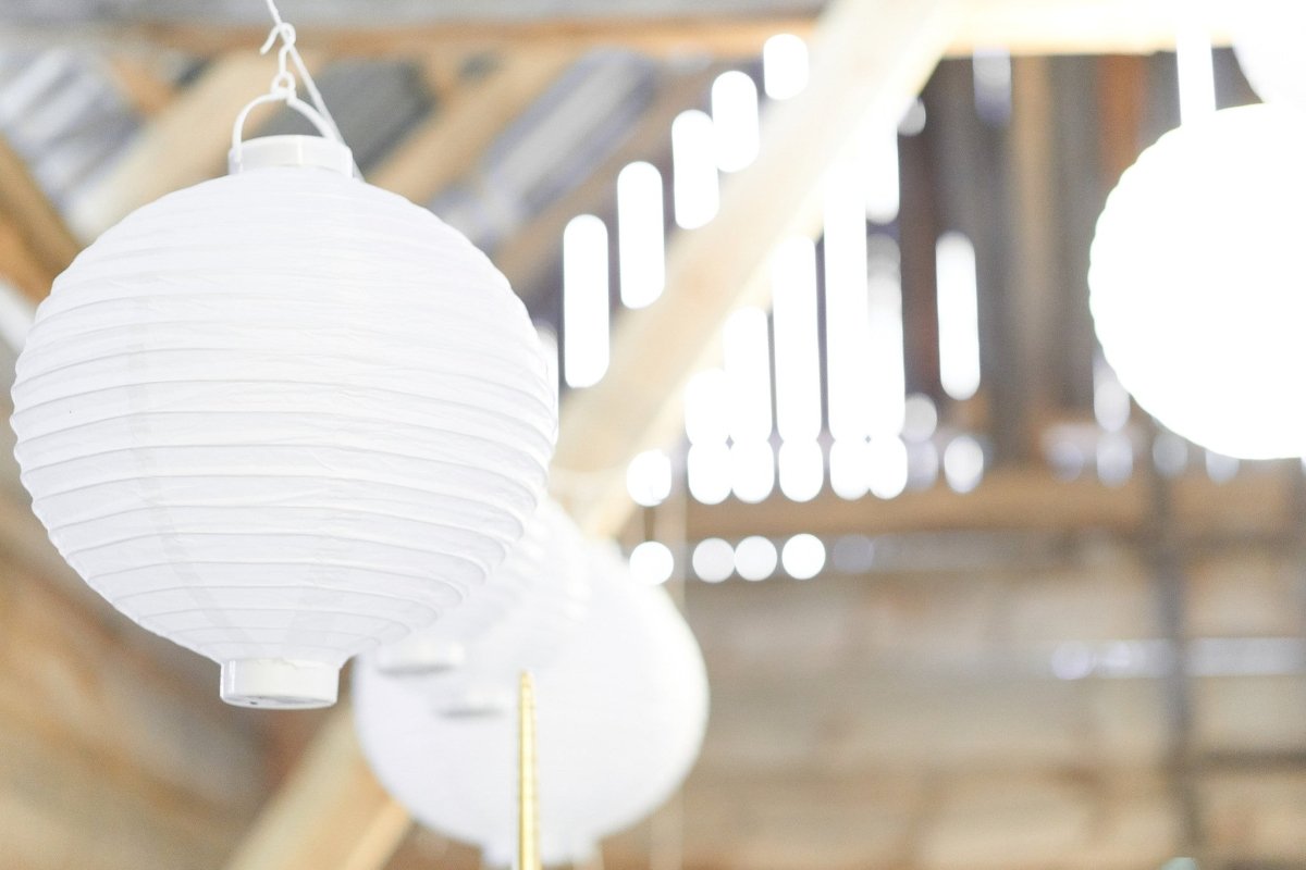 Witte Lampion Rond met lampje 20cm