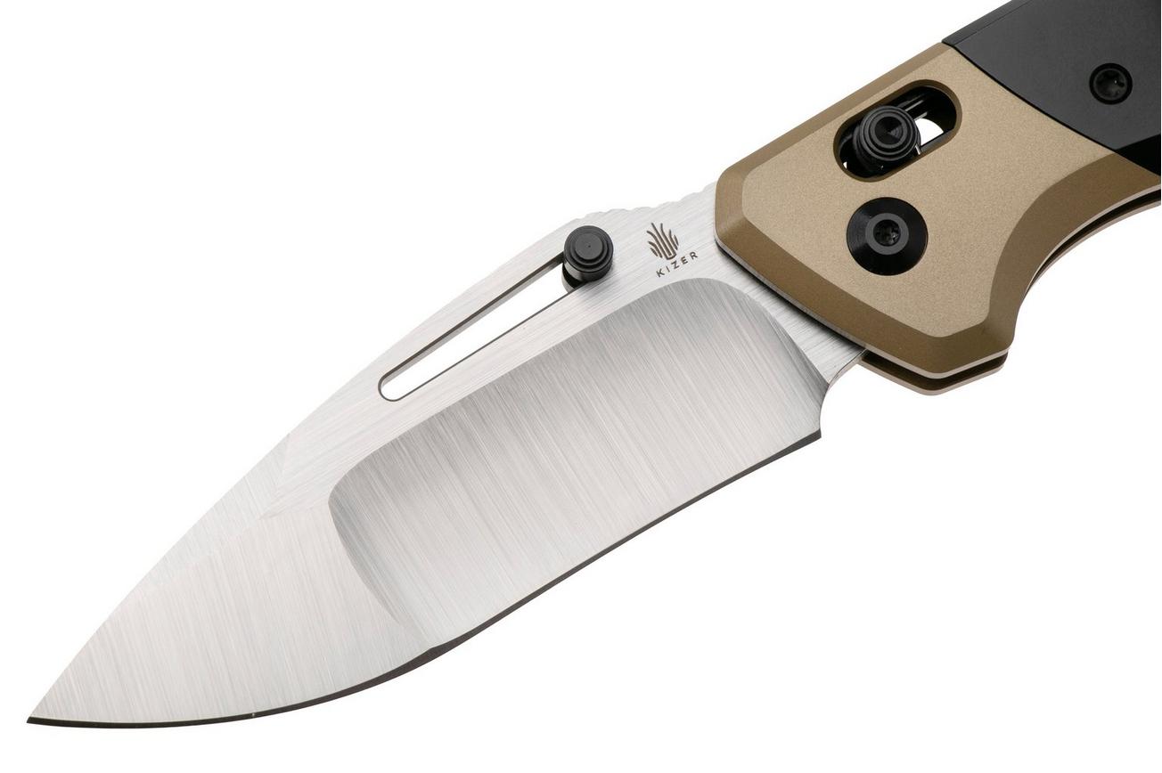 Kizer Bulli KI3695A4 Satin S45VN, Black Gold Titanium, zakmes