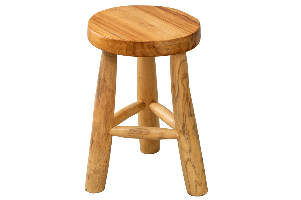 Massivholz Hocker BALI 45cm natur rund Teakholz Beistelltisch Sitzhocker Nachttisch