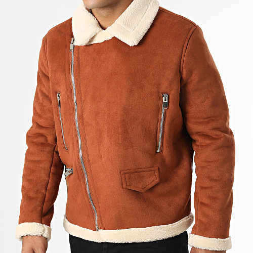 Veste Zippée A Col Mouton M43039SOW Marron Clair
