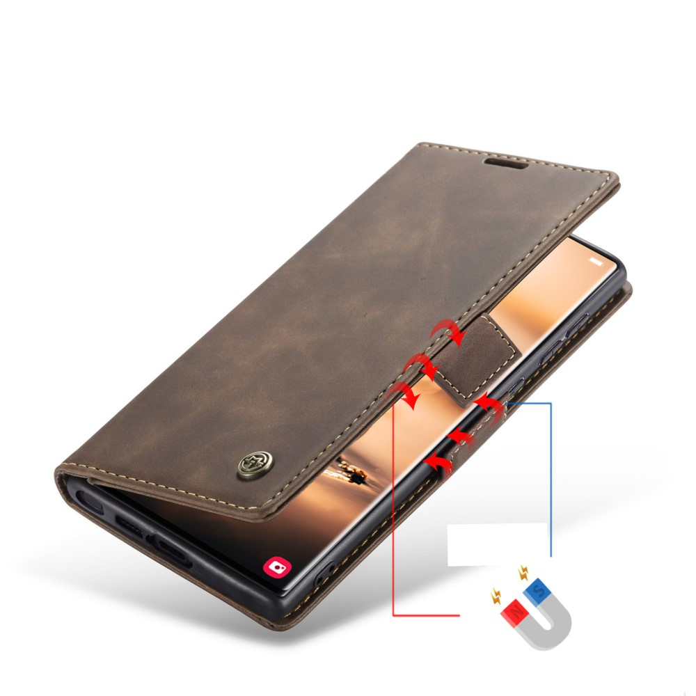 Samsung Galaxy S23 Ultra 5G Leder Tasche Flip Wallet Etui mit Kartenfächern - Dunkelbraun