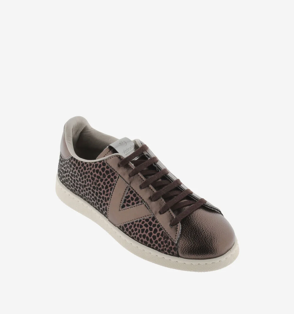 VICTORIA BASKET BASSE TENIS IMPRIMÉ ANIMAL & MÉTAL BRONCEBRONCE