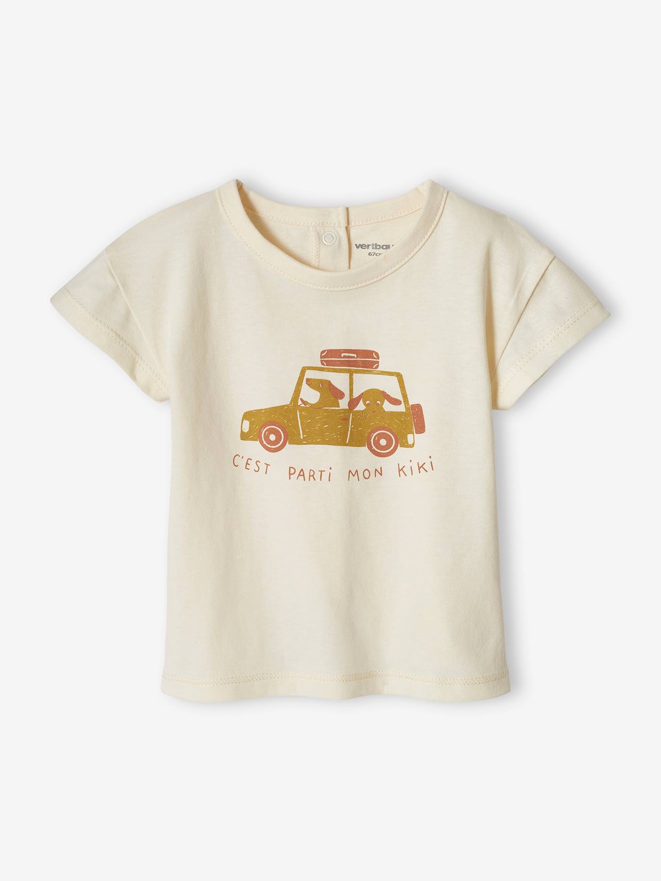 Conjunto de 2 camisetas básicas de manga curta para bebês na cor natural.