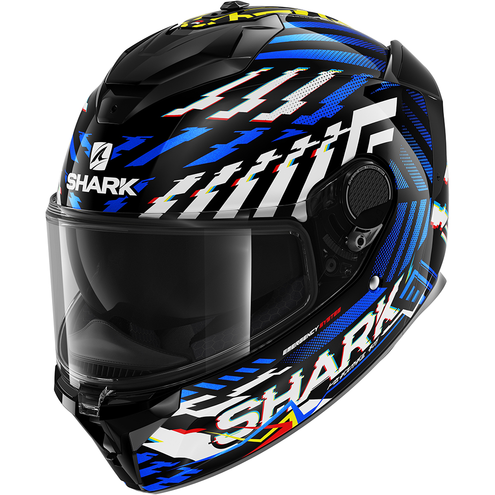 Shark - Casque Spartan GT E-Brake Noir / Bleu / Blanc / Jaune