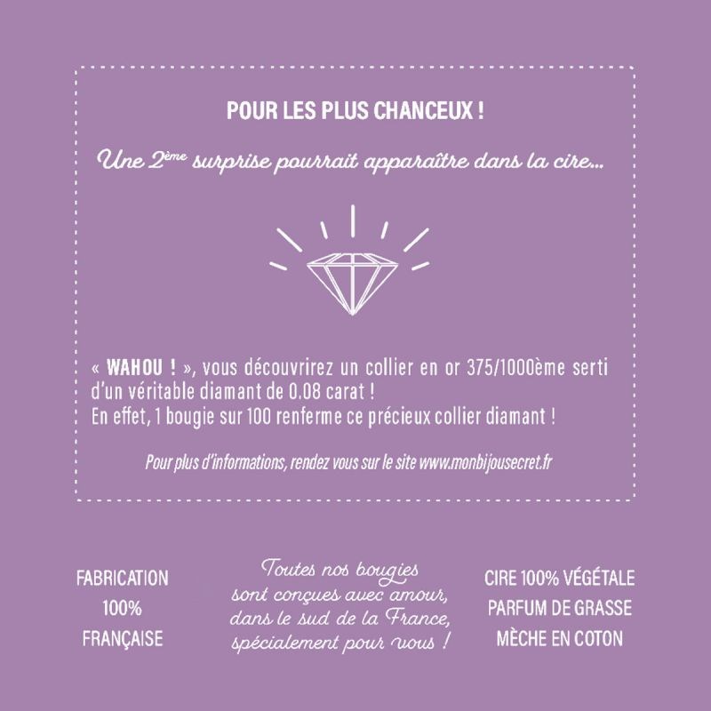 Bougie Bijou Collier argenté - Parfum Lavande - 40h