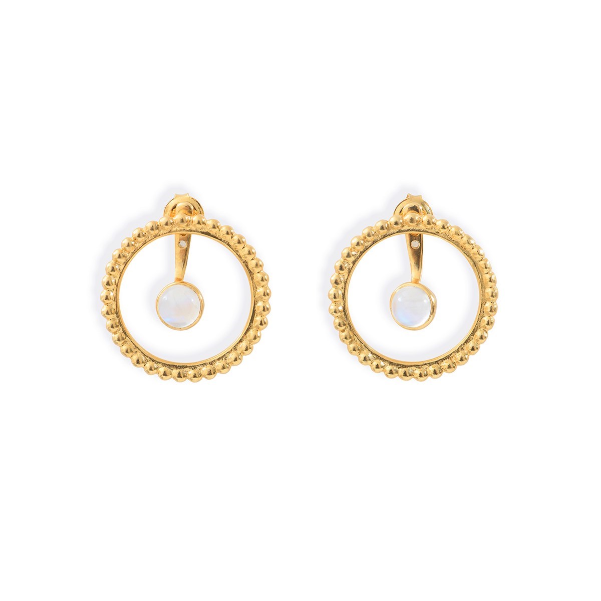 Boucles cercles de perles et pierres en Vermeil