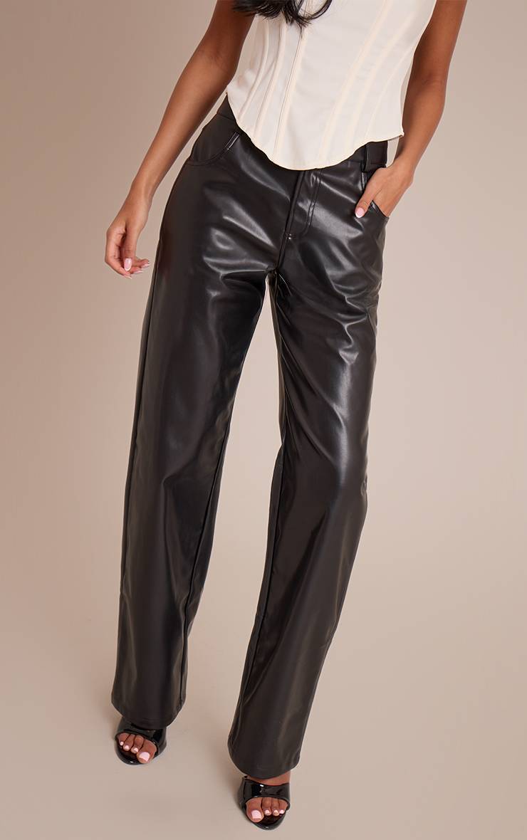 Noir Pantalon Tall En Synthétiquecuir