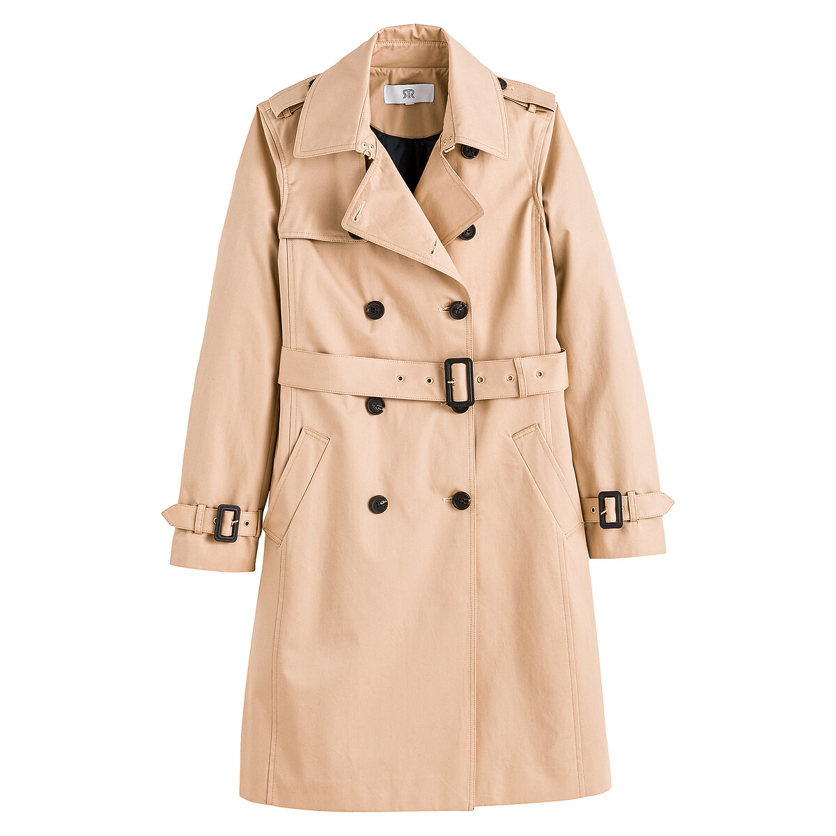 COLEÇÕES LA REDOUTE<br>Trench coat longo com fechamento por botões