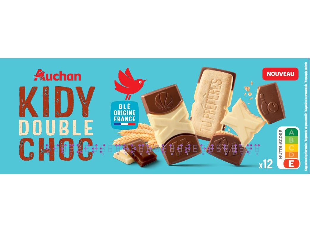 BOLACHA AUCHAN KIDY DOUBLE CHOC 12 UNI 150G