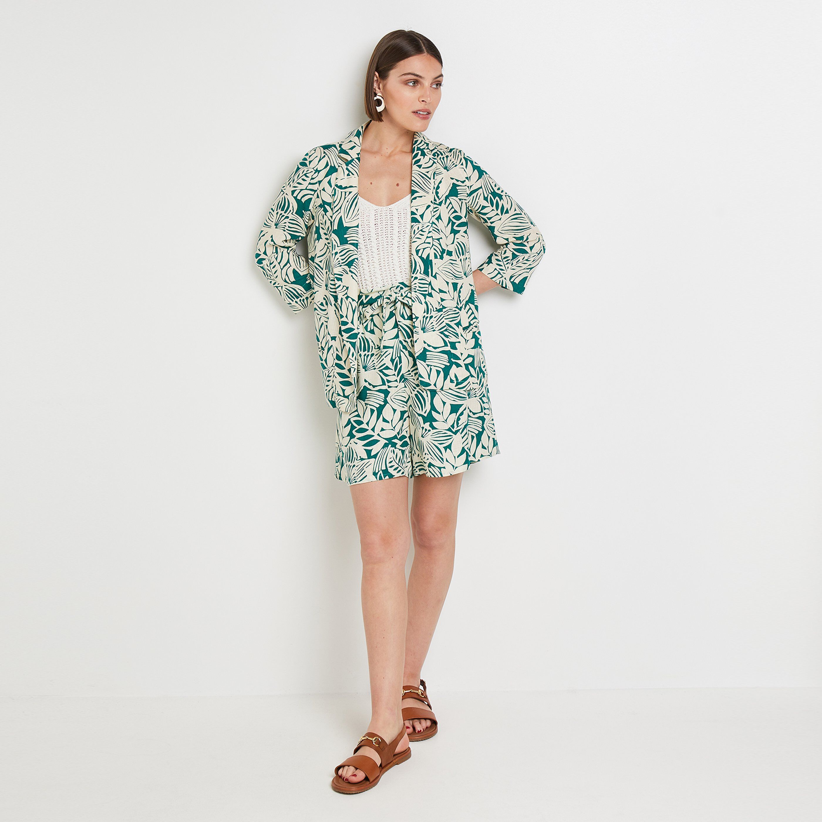 Veste fluide imprimée femme - VERT