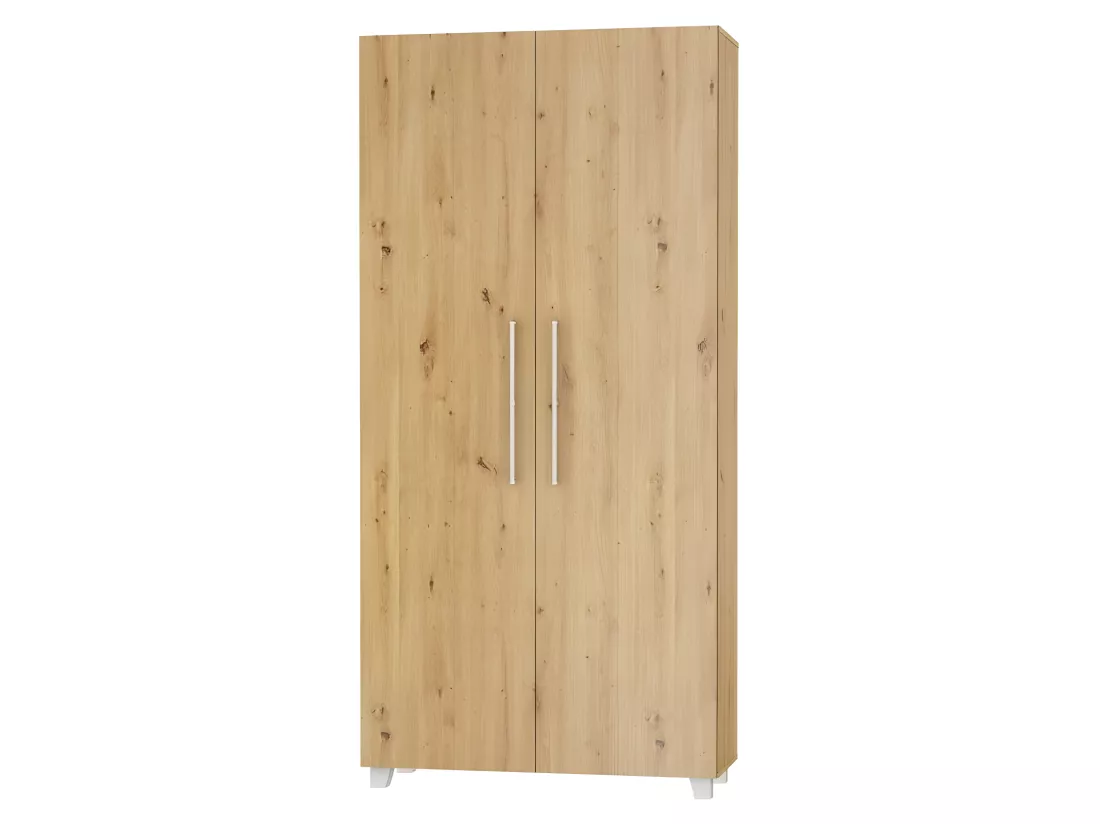 Armoire Lit escamotable Vertical 90x200 cm Chêne Artisan avec porte Lit Rabattable Lit Mural Todor