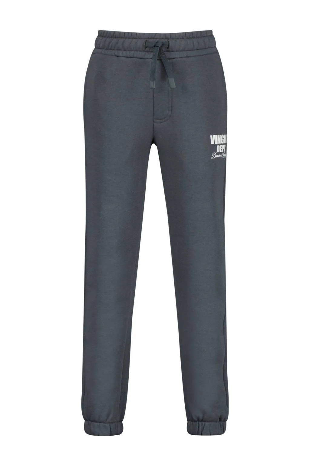 Vingino tapered fit joggingbroek Basic met printopdruk donkergrijs