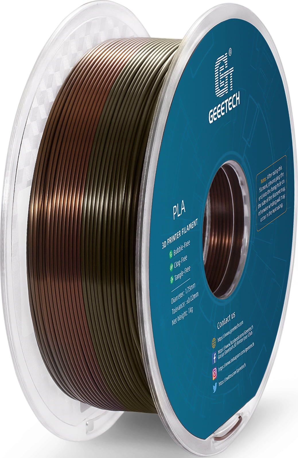 GEEETECH  PLA Silk Bronze Rainbow, 1,75 mm / 1000 g    Einfach zu verarbeitendes Seidenfilament