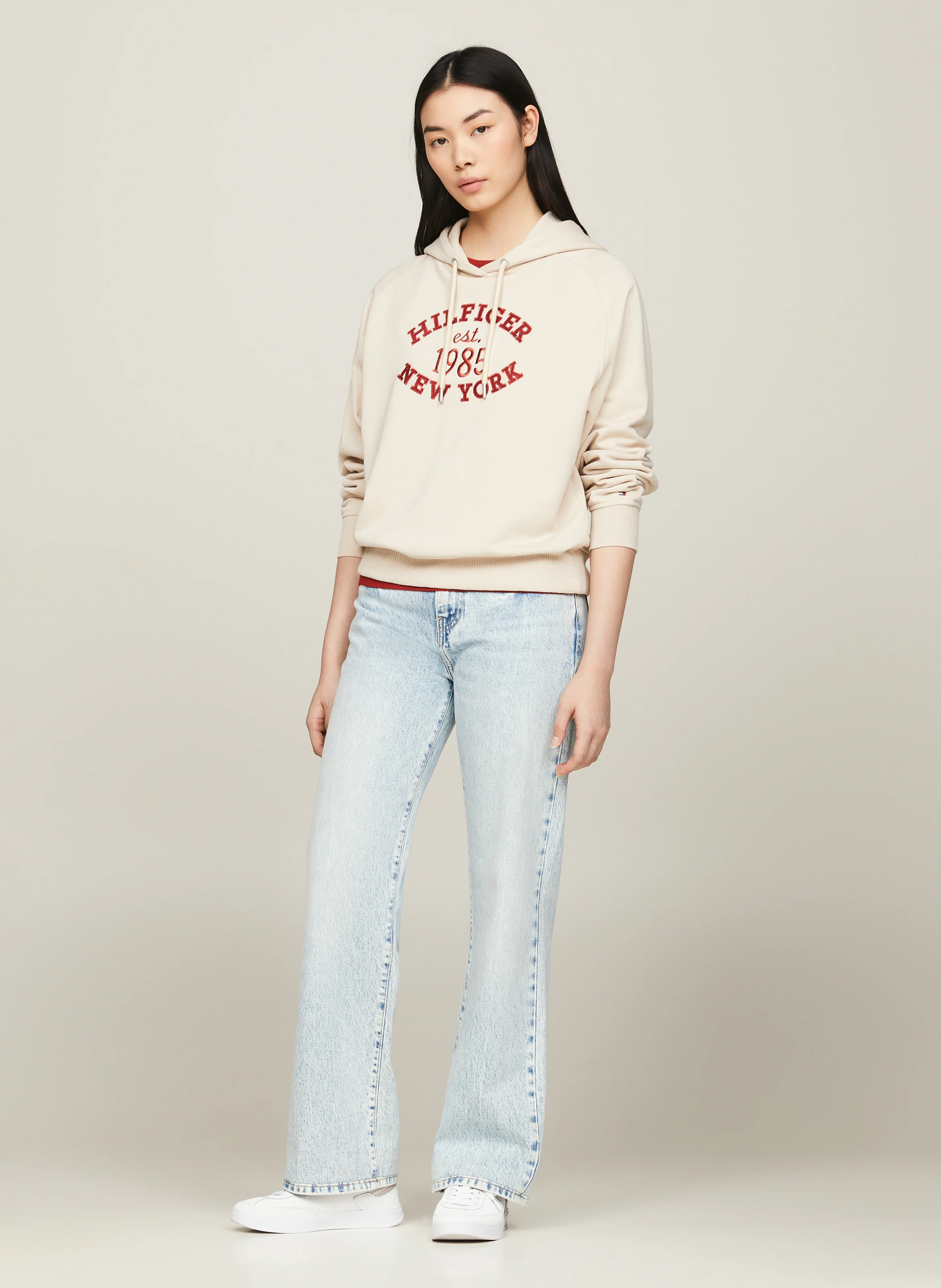 Sweat brodé en coton mélangé | Beige