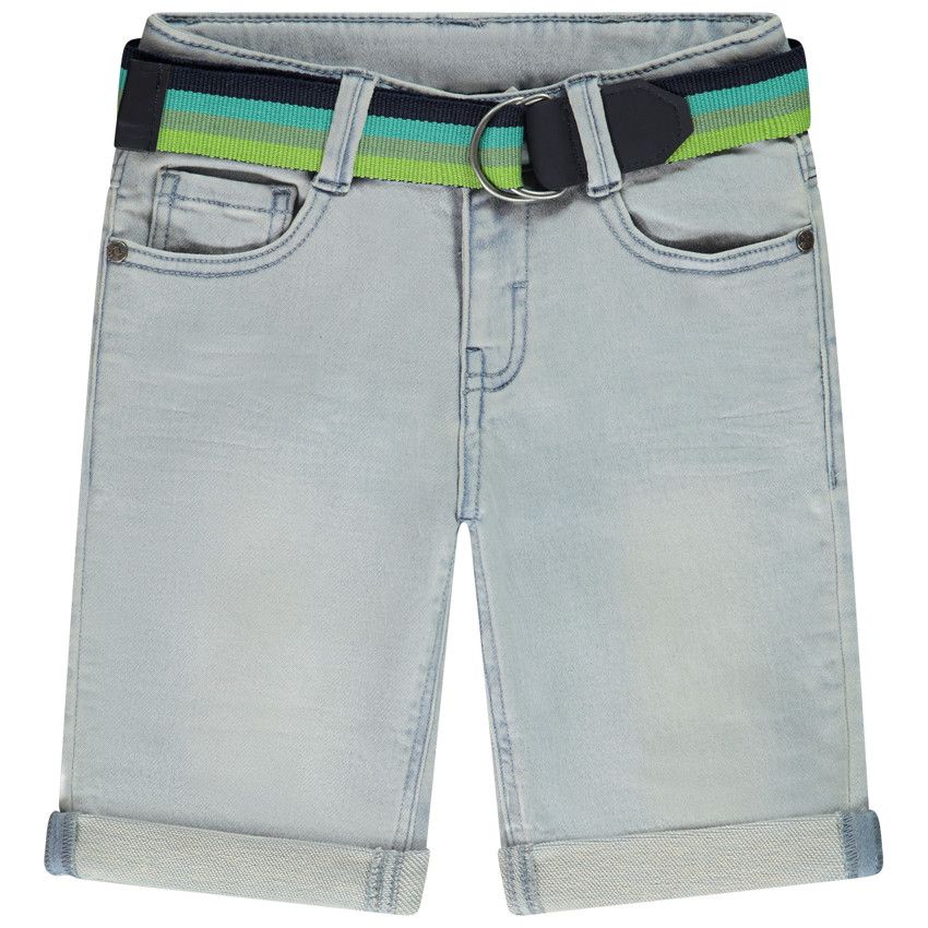 Bermuda effet jean avec ceinture amovible pour garçon - Bleu