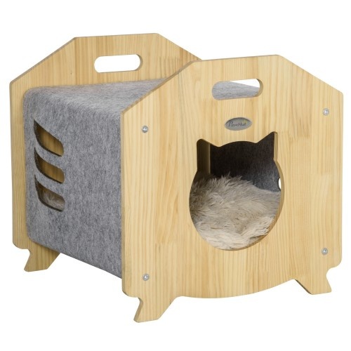 Casinha para animais de estimação PawHut, feita de madeira e feltro.