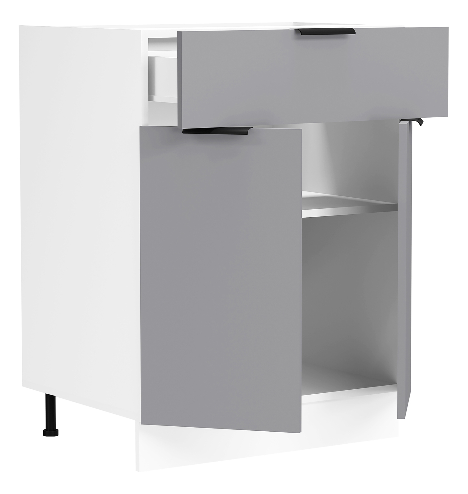 Unterschrank FASOLA - weiß-anthrazit - mit Schubkasten - 60 cm