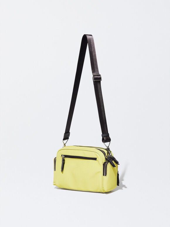 Bolsa de ombro com efeito nylon - Amarela