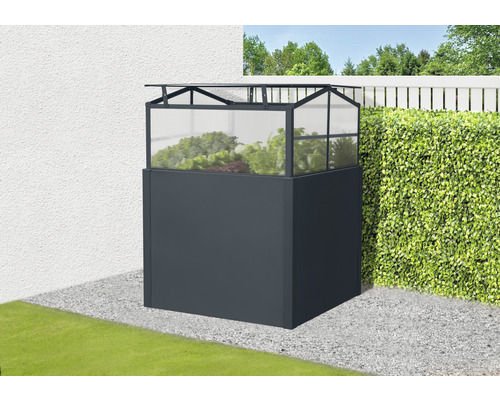 Kweekbak, kasdek inclusief 4 mm polycarbonaat, 87 x 87 x 46 cm, antraciet