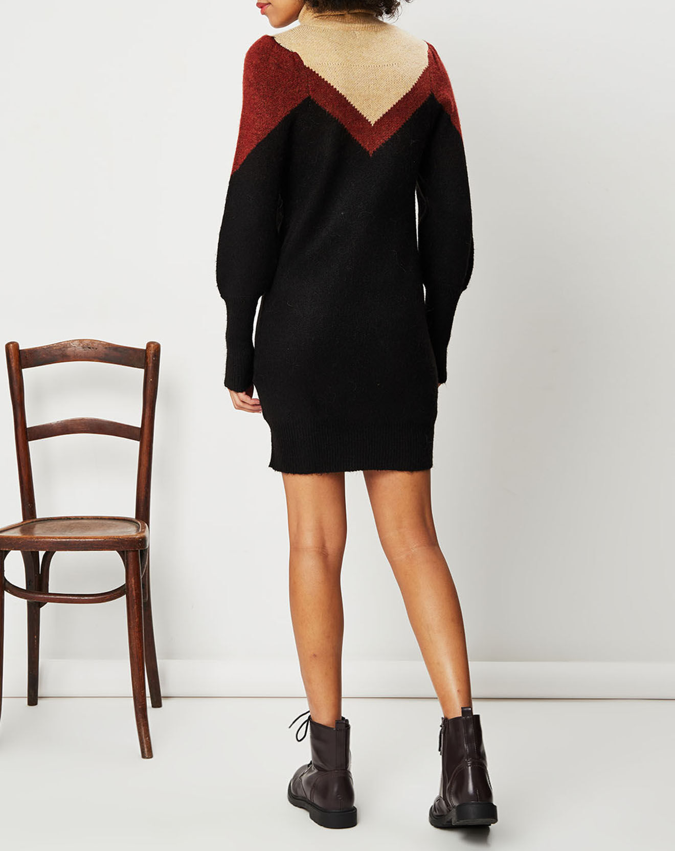 See u Soon Robe-Pull Diane noir//brique/beige