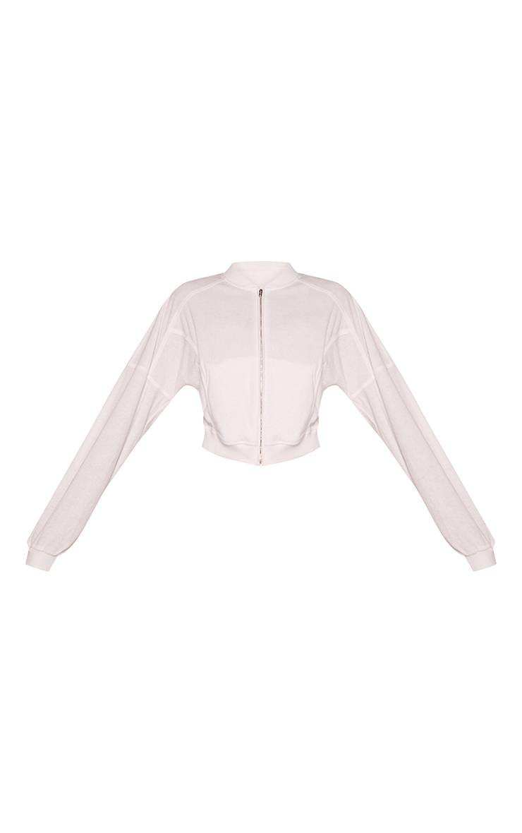 Blanc Veste Bomber En Tissu Éponge