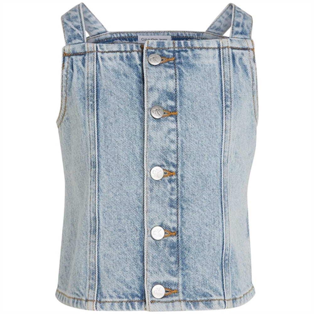 Køb Calvin Klein Strap Denim Top Powder Blue