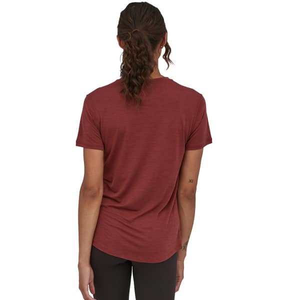 T-shirt randonnée PATAGONIA W'S CAP COOL MERINO GRAPHIC SHIRT SKYLINE/SEQUOIA RED