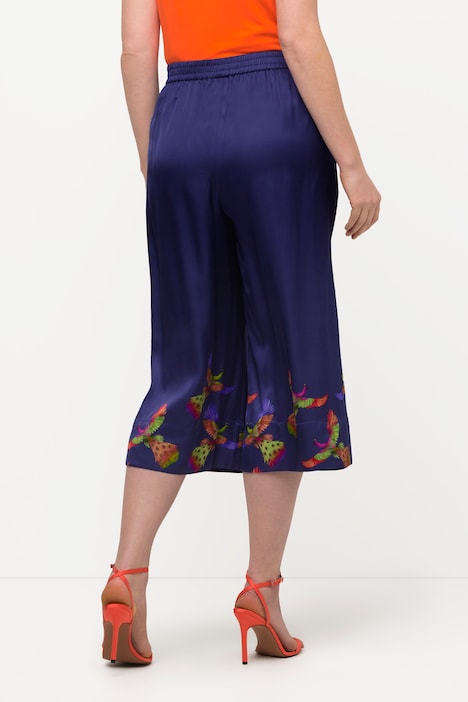 3/4-Satinhose Mary, Vogel-Design, Elastikbund