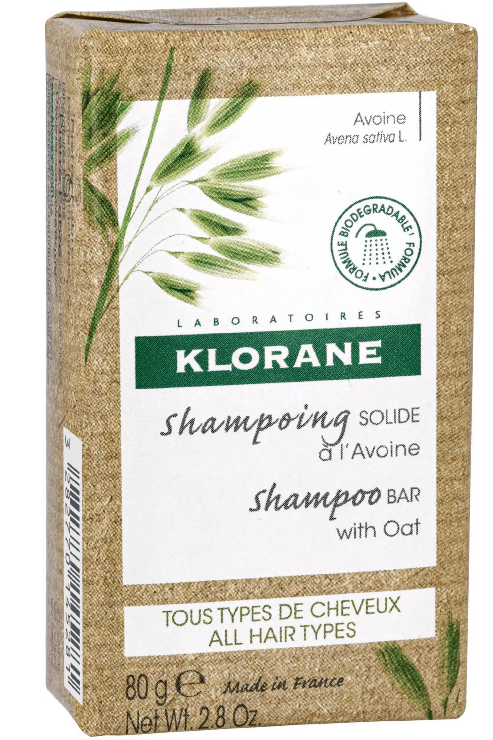 Klorane Shampoing solide à l’Avoine pour tous types de cheveux-80 g