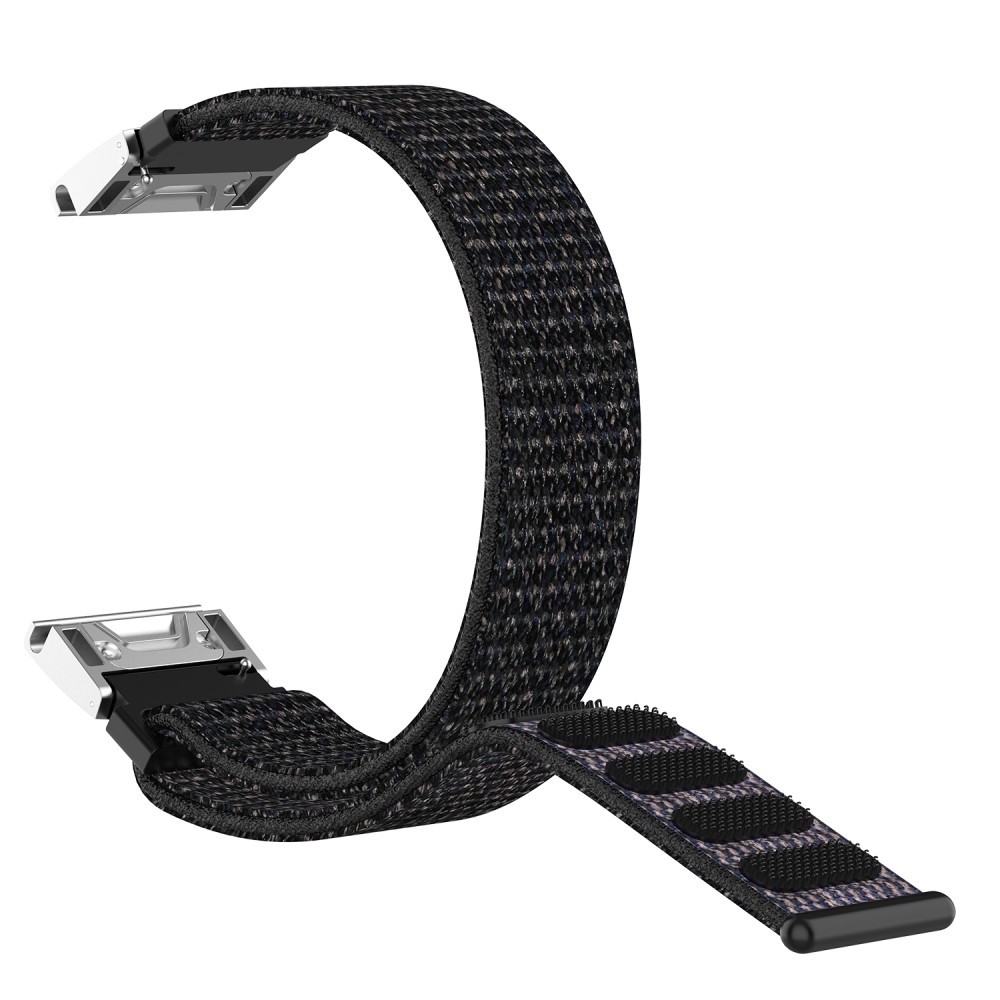 (Gr. XXL) Garmin Fenix 6S / 6S Pro / 5S / 5S Plus Nylon Klettverschluss Ersatz Armband (Gelenkumfang 197-257 mm) - Schwarz