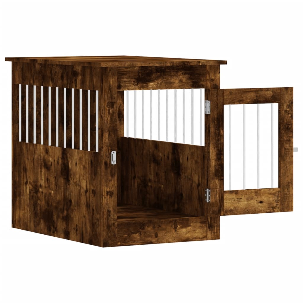Meuble de cage pour chiens chêne fumé 55x80x68 cm