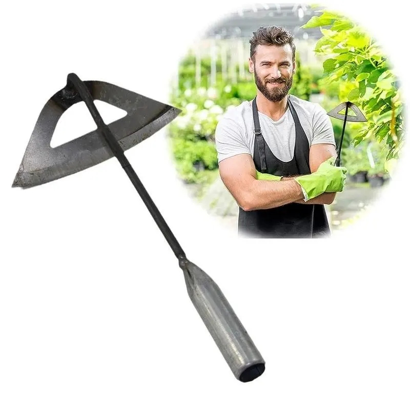(28.5x16cm) Edelstahl Garten Hacke Hohlhacke Unkraut Rechen Jät Werkzeug Handharke - Silber