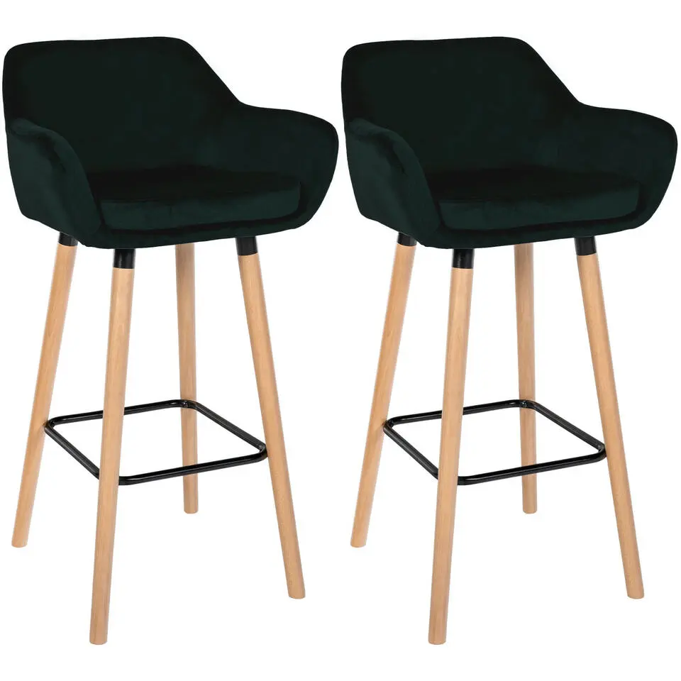CLP Set van 2 Barkruk Grant natura Frame - Fluweel - groen