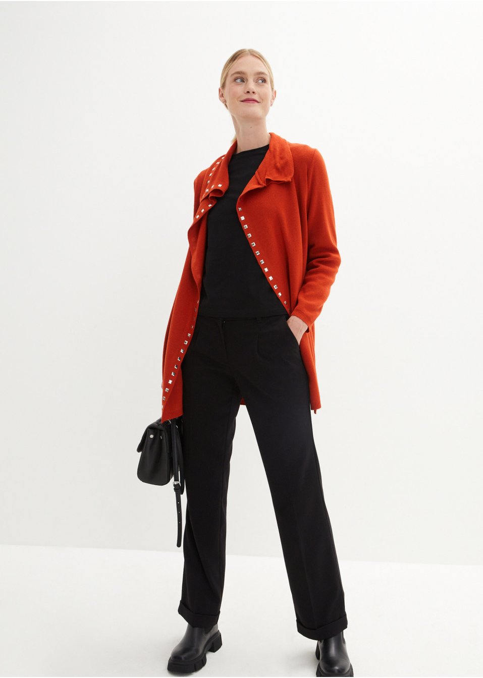 Gilet long en maille avec détails rivets