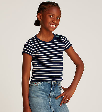 Tommy Hilfiger T-shirt - Rib - Blåe Base White Stripe