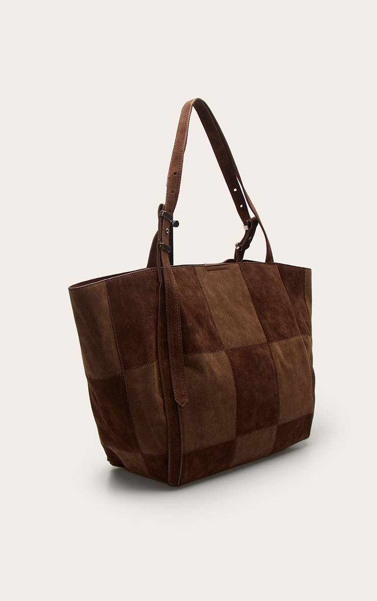 Chocolat Sac Cabas À Bandoulière Ajustable En Synthétique Patchwork