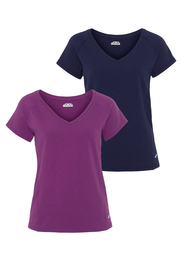 FAYN SPORTS Funktionsshirt »Double Pack Essential« 2er-Pack,  Kurzarm,  lockere Passform,  unifarben,  V-Ausschnitt