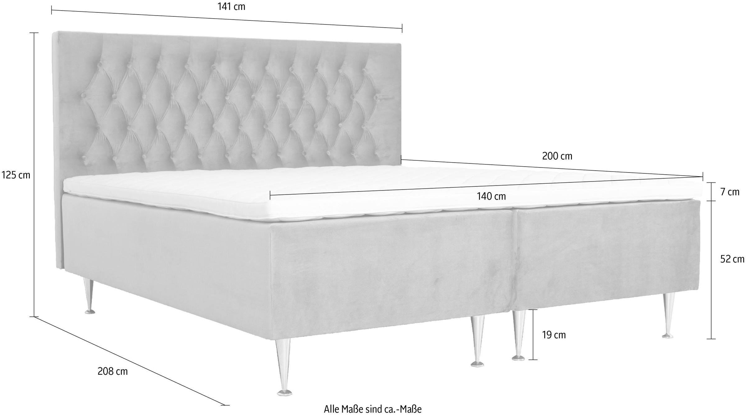 PLACES OF STYLE Boxspringbett »Exclusive« inkl. Topper, 3 Breiten, 3 Härtegrad-Ausführungen