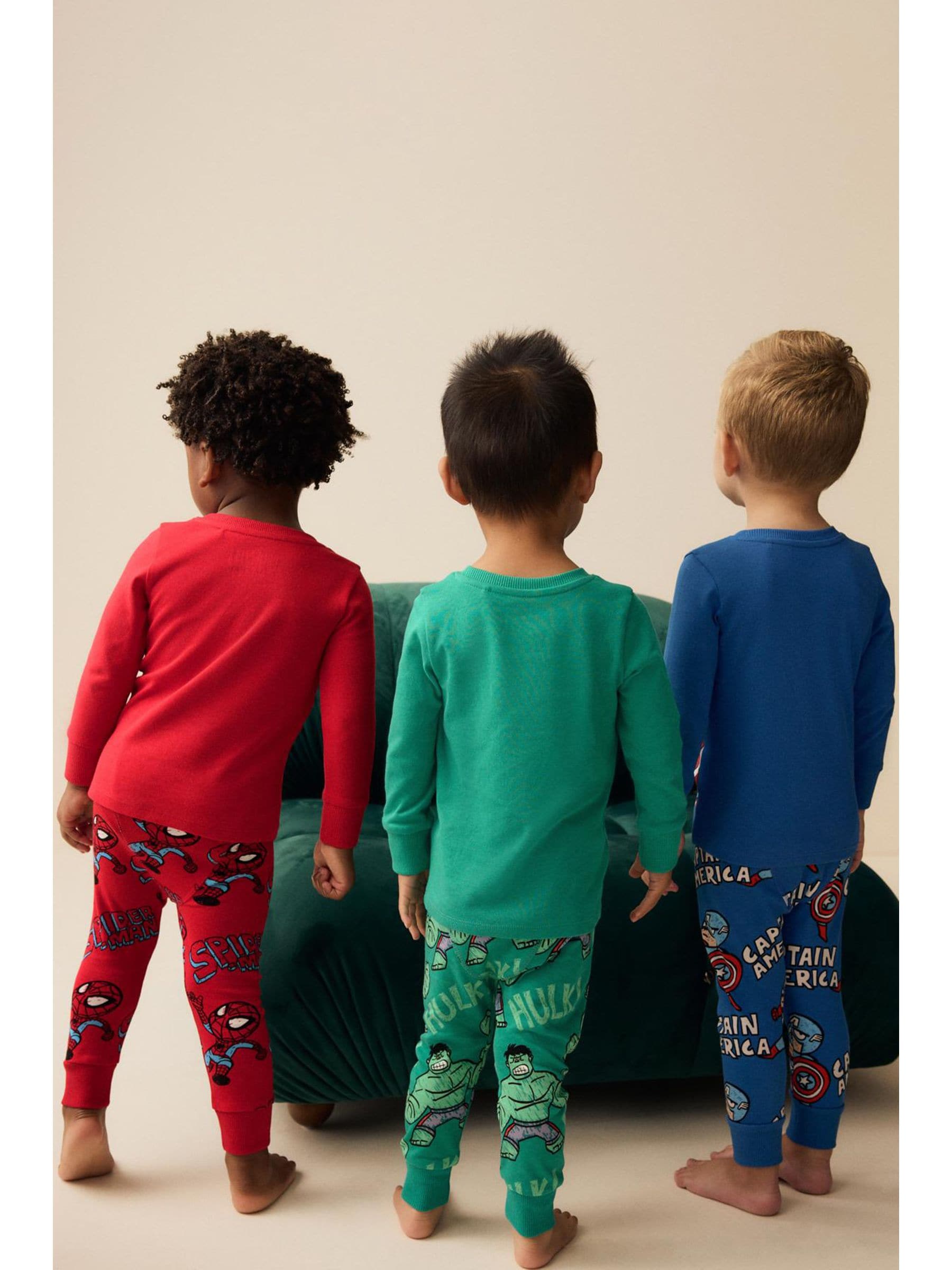 Marvel Rood/groen/blauw - Verpakking van 3 knusse pyjama's (9 mnd-8 jr)