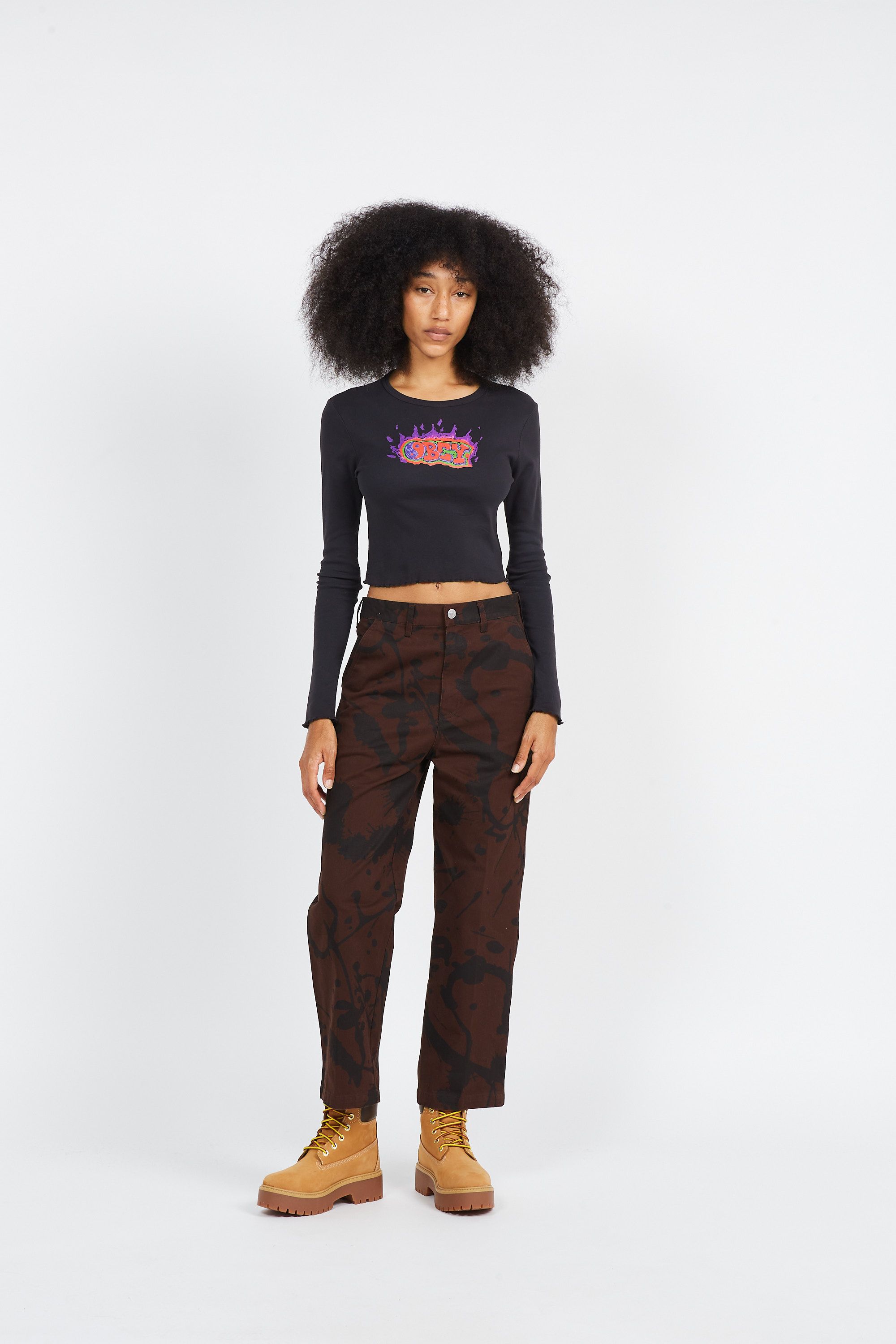 OBEY Jean BRIGHTON PRINT CARPENTER Marron