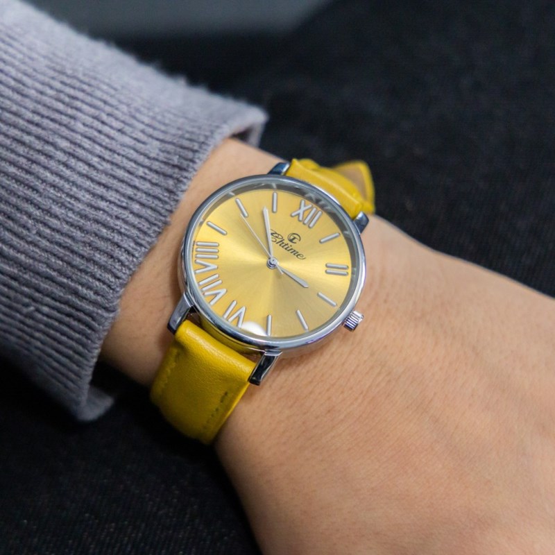 Montre Femme CHTIME bracelet Cuir Jaune