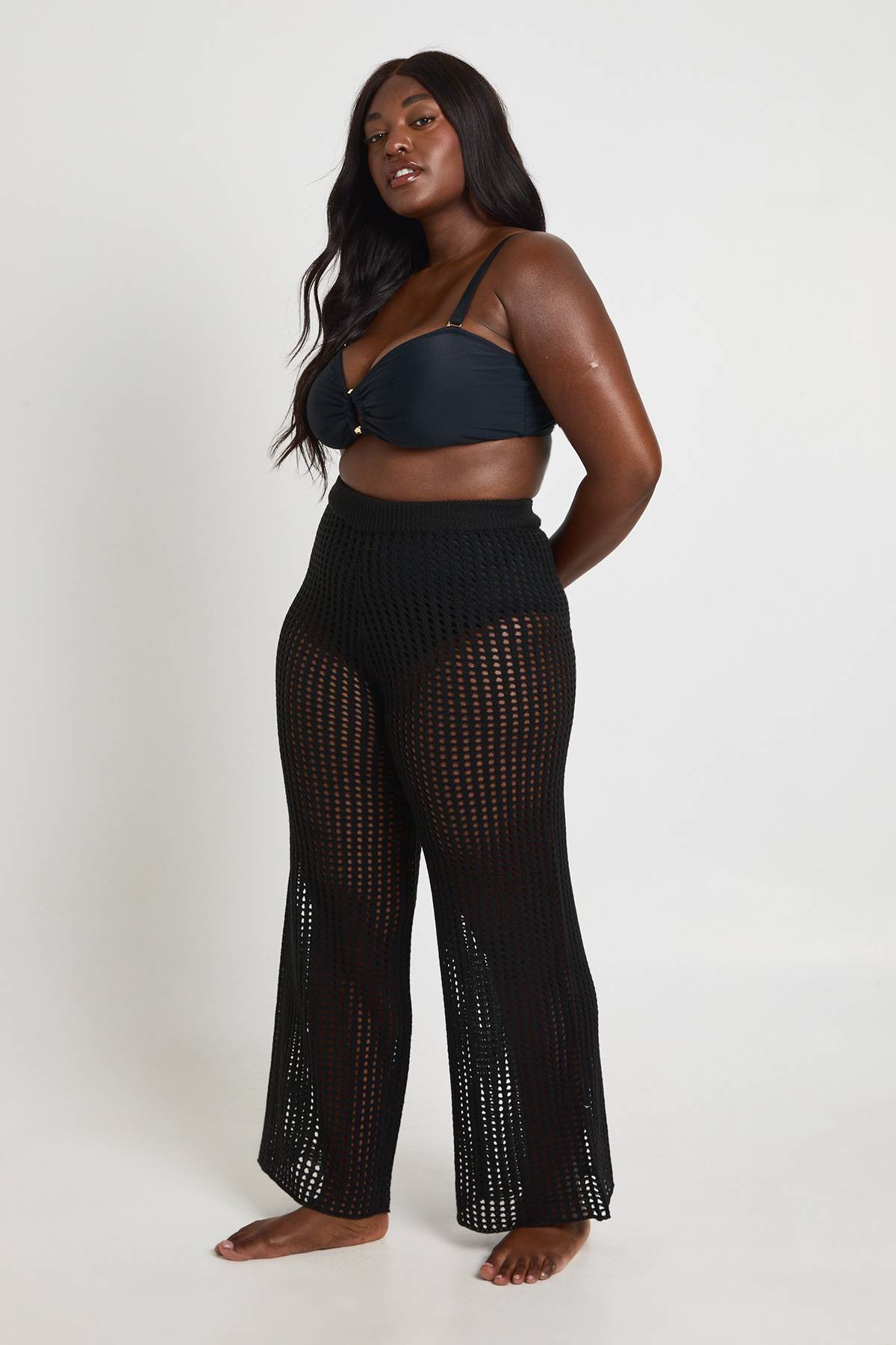 boohoo Pantalon De Plage Large En Crochet Grande Taille