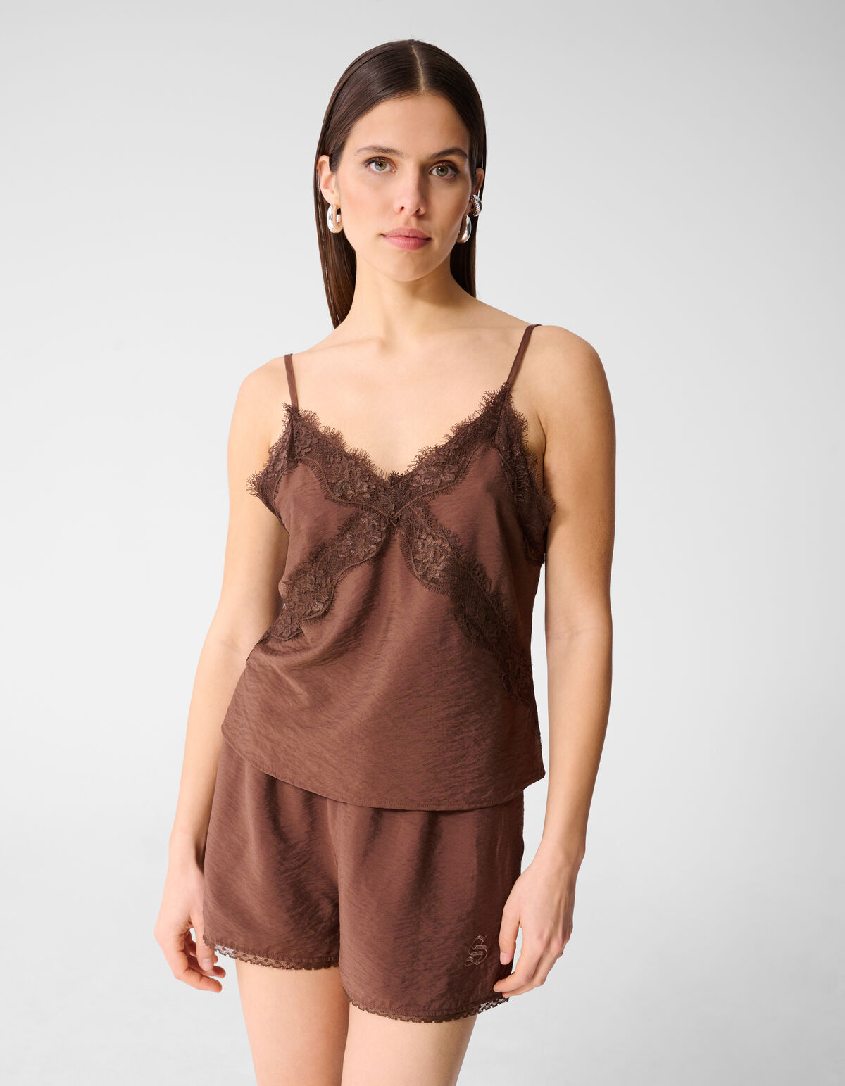 Kanten Twist Singlet Bruin